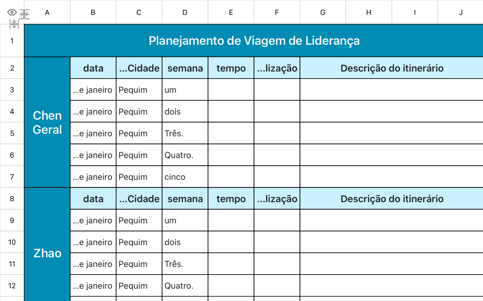 Planejamento de Viagem de Liderança